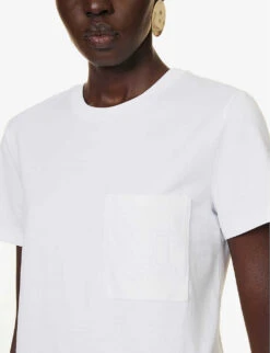 Max Mara Valido Logo-embroidered Cotton-jersey T-shirt -Ted Baker Store R04091095 OPTICALWHITE ALT04