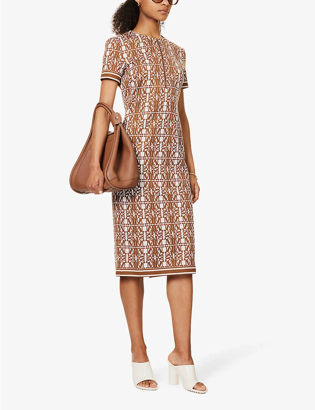 Max Mara Miriam Monogram-print Cotton-blend Midi Dress 4 Max Mara Miriam Monogram-print Cotton-blend Midi Dress - Image 2