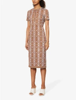 Max Mara Miriam Monogram-print Cotton-blend Midi Dress 10 Max Mara Miriam Monogram-print Cotton-blend Midi Dress -Ted Baker Store R04091105 BRONZE ALT02