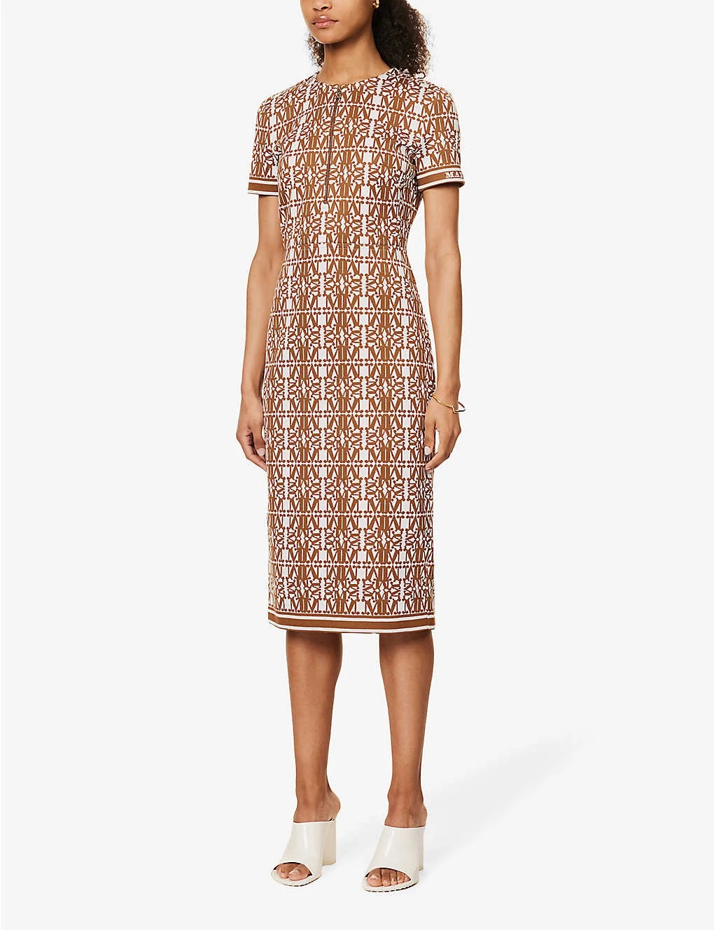 Max Mara Miriam Monogram-print Cotton-blend Midi Dress 5 Max Mara Miriam Monogram-print Cotton-blend Midi Dress - Image 3