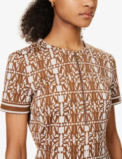 Max Mara Miriam Monogram-print Cotton-blend Midi Dress 12 Max Mara Miriam Monogram-print Cotton-blend Midi Dress -Ted Baker Store R04091105 BRONZE ALT04