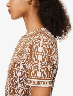 Max Mara Miriam Monogram-print Cotton-blend Midi Dress 13 Max Mara Miriam Monogram-print Cotton-blend Midi Dress -Ted Baker Store R04091105 BRONZE ALT05