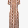 Max Mara Miriam Monogram-print Cotton-blend Midi Dress -Ted Baker Store R04091105 BRONZE M