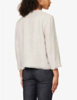 Andreis Frayed Stretch-linen And Cotton-blend Jacket -Ted Baker Store R04091148 ECRU ALT03