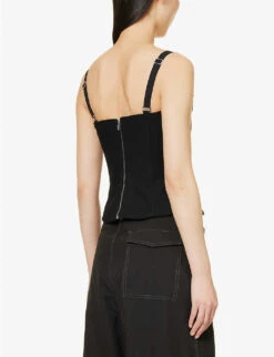 Dion Lee Panelled Plunge-neck Stretch-organic Cotton Top -Ted Baker Store R04091335 BLACK ALT03