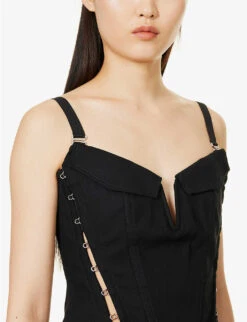 Dion Lee Panelled Plunge-neck Stretch-organic Cotton Top -Ted Baker Store R04091335 BLACK ALT04