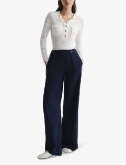 Reiss Pippa Sheer-stripe Long-sleeve Woven Top -Ted Baker Store R04091622 IVORY ALT01