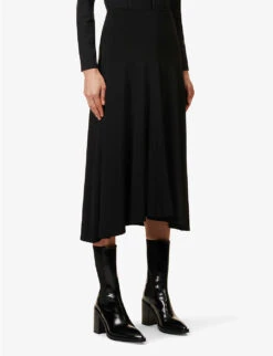 Jil Sander Flared-hem Asymmetric Stretch-woven Midi Skirt -Ted Baker Store R04092791 BLACK ALT02