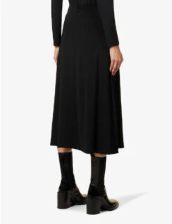 Jil Sander Flared-hem Asymmetric Stretch-woven Midi Skirt -Ted Baker Store R04092791 BLACK ALT03
