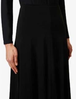 Jil Sander Flared-hem Asymmetric Stretch-woven Midi Skirt -Ted Baker Store R04092791 BLACK ALT04