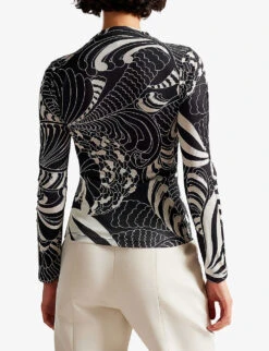 Ted Baker Geometric-print Fitted Mesh Top -Ted Baker Store R04093081 BLACK ALT03