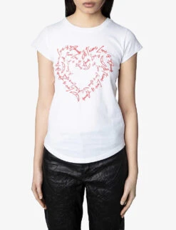 Zadig & Voltaire Skinny Heart Short-sleeved Cotton-jersey T-shirt -Ted Baker Store R04093867 BLANC ALT02