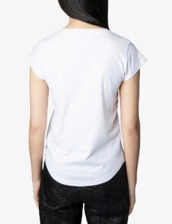 Zadig & Voltaire Skinny Heart Short-sleeved Cotton-jersey T-shirt -Ted Baker Store R04093867 BLANC ALT03
