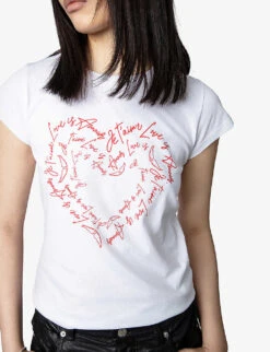 Zadig & Voltaire Skinny Heart Short-sleeved Cotton-jersey T-shirt -Ted Baker Store R04093867 BLANC ALT04