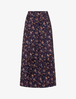 ME AND EM Jacobean Graphic-print Cotton Midi Skirt