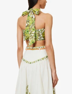 Wallis Floral-print Linen Top -Ted Baker Store R04094263 MYRTLE ALT03