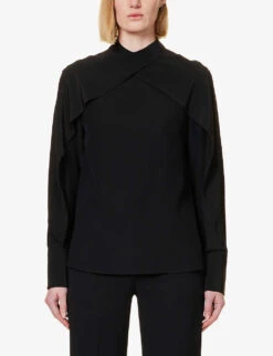 Joseph Bailie Overlay-detail Silk Blouse -Ted Baker Store R04095071 BLACK ALT02