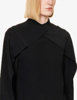 Joseph Bailie Overlay-detail Silk Blouse -Ted Baker Store R04095071 BLACK ALT04
