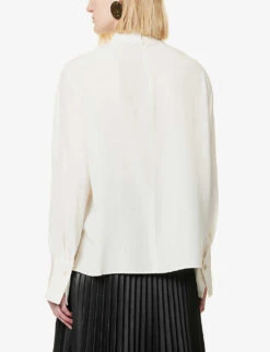 Joseph Bailie Cross-over Draped Silk-crepe Blouse -Ted Baker Store R04095072 IVORY ALT03