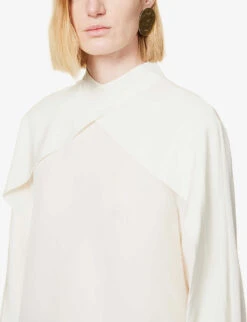 Joseph Bailie Cross-over Draped Silk-crepe Blouse -Ted Baker Store R04095072 IVORY ALT04