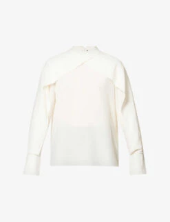 Joseph Bailie Cross-over Draped Silk-crepe Blouse