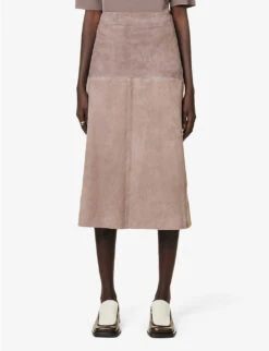 Joseph Sacha Exposed-seam Suede Midi Skirt -Ted Baker Store R04095408 TRUFFLE ALT02