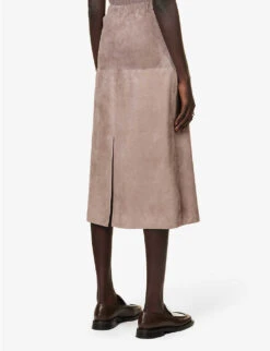 Joseph Sacha Exposed-seam Suede Midi Skirt -Ted Baker Store R04095408 TRUFFLE ALT03