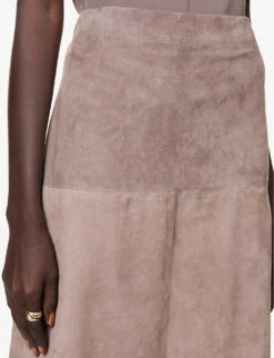 Joseph Sacha Exposed-seam Suede Midi Skirt -Ted Baker Store R04095408 TRUFFLE ALT04