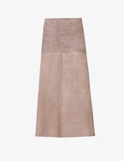 Joseph Sacha Exposed-seam Suede Midi Skirt