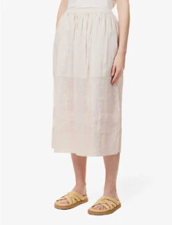 Joseph Menotti Tiered-hem Ramie Midi Skirt 9 Joseph Menotti Tiered-hem Ramie Midi Skirt -Ted Baker Store R04095425 BLUSH ALT02