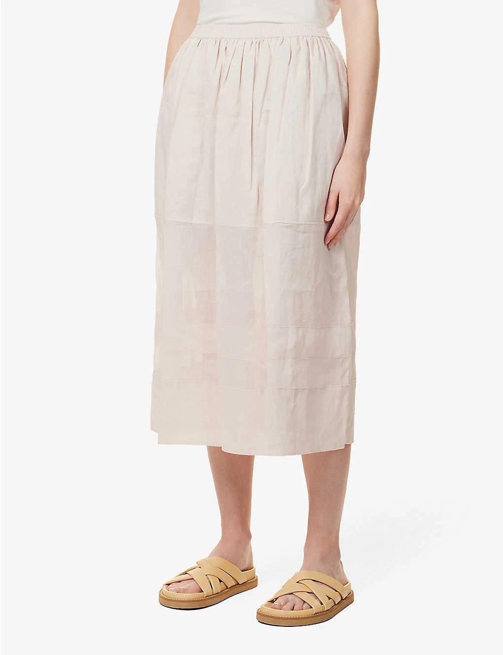 Joseph Menotti Tiered-hem Ramie Midi Skirt 5 Joseph Menotti Tiered-hem Ramie Midi Skirt - Image 3
