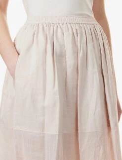 Joseph Menotti Tiered-hem Ramie Midi Skirt 11 Joseph Menotti Tiered-hem Ramie Midi Skirt -Ted Baker Store R04095425 BLUSH ALT04