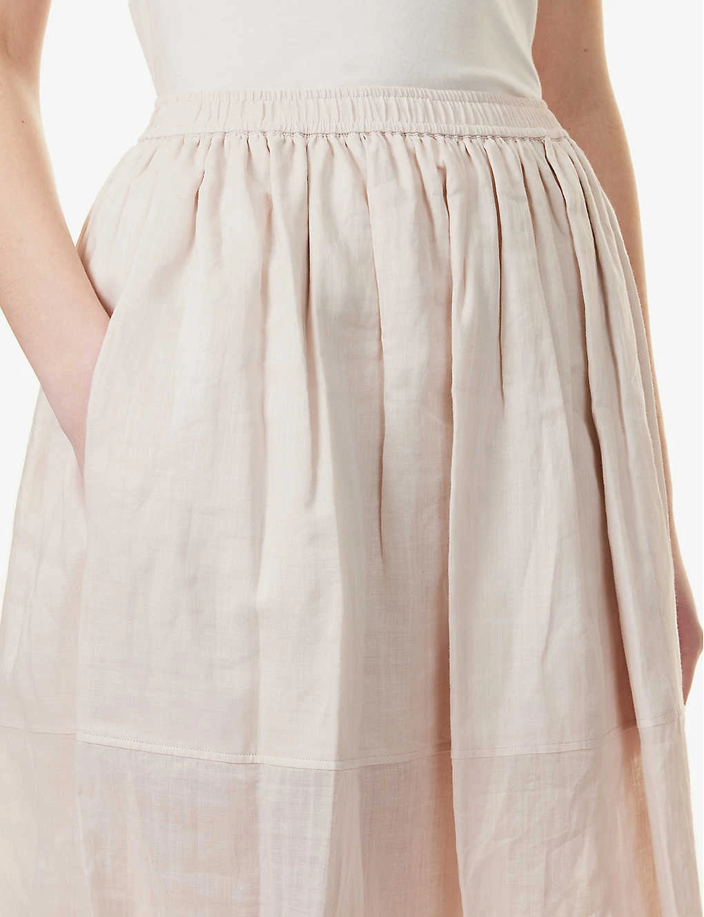 Joseph Menotti Tiered-hem Ramie Midi Skirt 7 Joseph Menotti Tiered-hem Ramie Midi Skirt - Image 5
