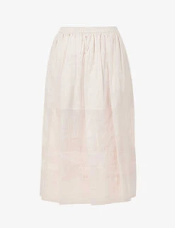 Joseph Menotti Tiered-hem Ramie Midi Skirt