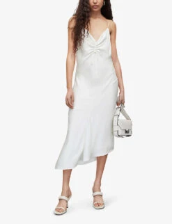 AllSaints Alexia Asymmetric Recycled-polyester Midi Dress -Ted Baker Store R04096901 OYSTERWHITE ALT02