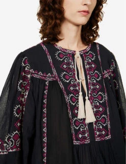 Isabel Marant Etoile Kiledia Embroidered-trim Cotton Top 11 Isabel Marant Etoile Kiledia Embroidered-trim Cotton Top -Ted Baker Store R04096976 FADEDBLACK ALT04