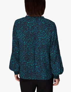 Whistles Leopard-print Pleated-detail Woven Blouse -Ted Baker Store R04096998 ALT02