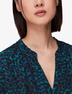 Whistles Leopard-print Pleated-detail Woven Blouse -Ted Baker Store R04096998 ALT03