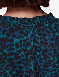 Whistles Leopard-print Pleated-detail Woven Blouse -Ted Baker Store R04096998 ALT04