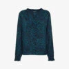Whistles Leopard-print Pleated-detail Woven Blouse