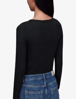 Whistles Slim-fit Scoop-neck Ribbed Stretch-woven Top -Ted Baker Store R04096999 BLACK ALT03