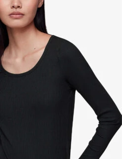 Whistles Slim-fit Scoop-neck Ribbed Stretch-woven Top -Ted Baker Store R04096999 BLACK ALT04