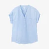 Button-neckline Relaxed-fit Linen Shirt -Ted Baker Store R04097349 HAPPYBLUE M