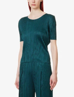 April Pleated Knitted T-shirt -Ted Baker Store R04100458 68VIRIDIAN ALT02