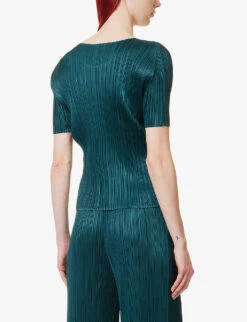 April Pleated Knitted T-shirt -Ted Baker Store R04100458 68VIRIDIAN ALT03