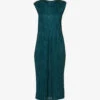 April Pleated Knitted Midi Dress -Ted Baker Store R04100459 68VIRIDIAN M