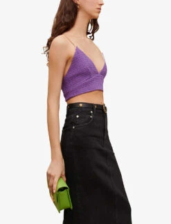 Maje Chain-strap Tweed Crop Top -Ted Baker Store R04101483 VIOLETS ALT02