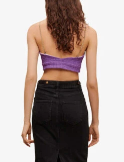 Maje Chain-strap Tweed Crop Top -Ted Baker Store R04101483 VIOLETS ALT03