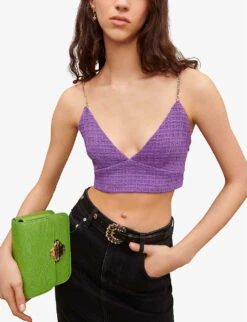 Maje Chain-strap Tweed Crop Top -Ted Baker Store R04101483 VIOLETS ALT04