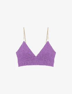 Maje Chain-strap Tweed Crop Top